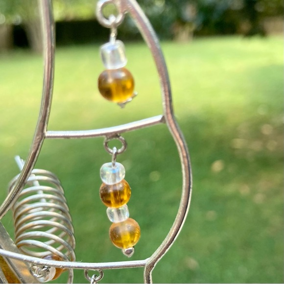 BED BATH and BEYOND Vintage Tealight Candle Stained Glass Angel Amber 7.5 inches - Picture 8 of 11